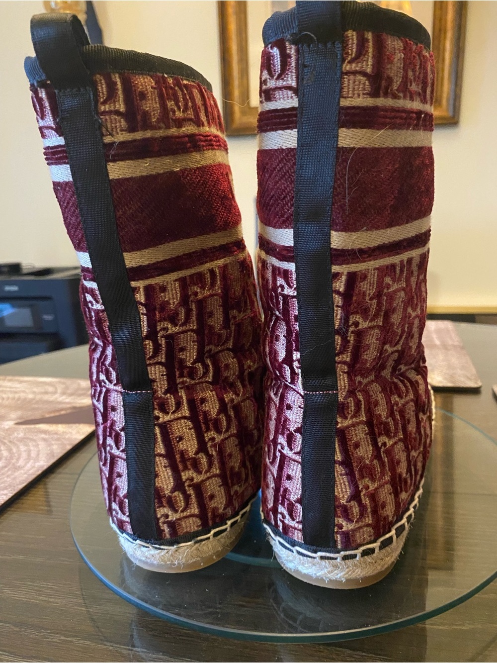 Dior Burgundy and Gold Logo Winter Boots - Picture 4 of 6